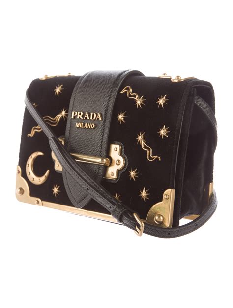 prada cahier astrology velvet shoulder bag black nero|prada astrology velvet shoulder bag.